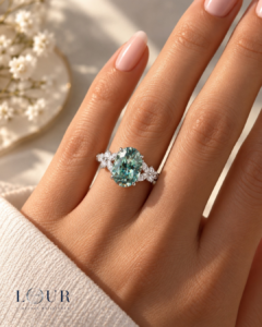 Elara Blue-Green Moissanite Ring