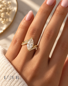 Seraphine Marquise Ring Set - Gold Tone